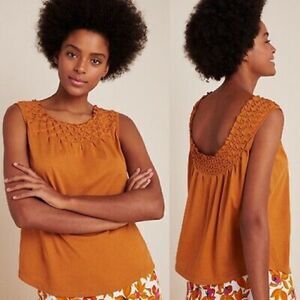 NWT ANTHROPOLOGIE Maeve Justin Smocked Top Blouse in Honey Size XS